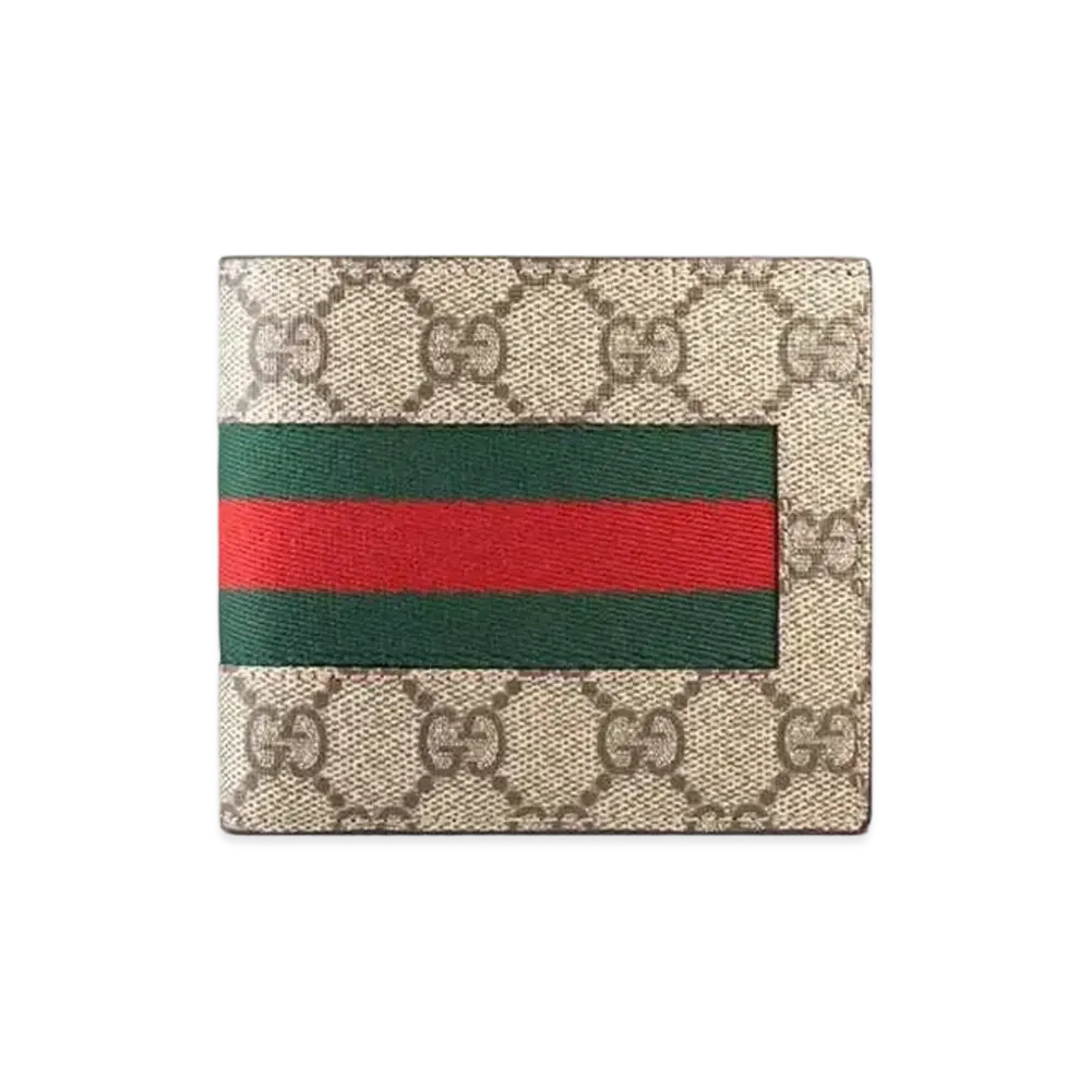 GUCCI GG Supreme New Web Coin Wallet "Beige"