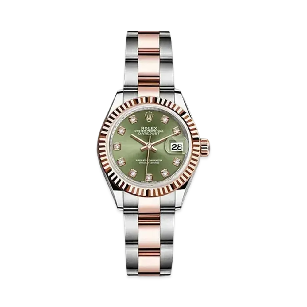 ROLEX Datejust 28 Olive Green Dial 10P Diamonds 279171G