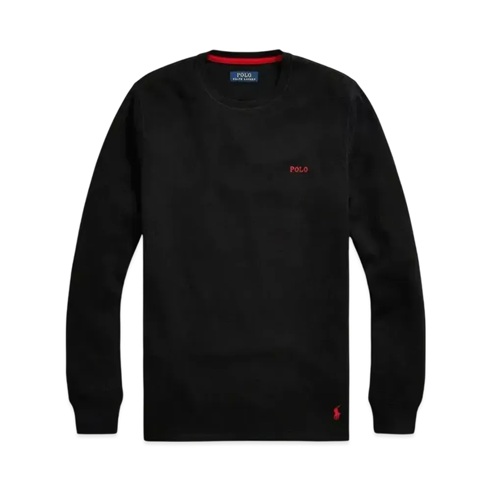 Polo Ralph Lauren Folded Waffle Long Sleeve T-Shirt "Black"