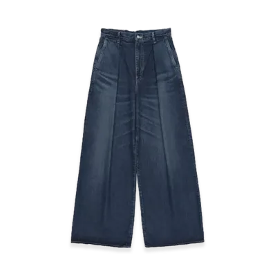 Graphpaper minus Recycled Cotton Denim Two Tuck Wide Pants "Dark Fade"