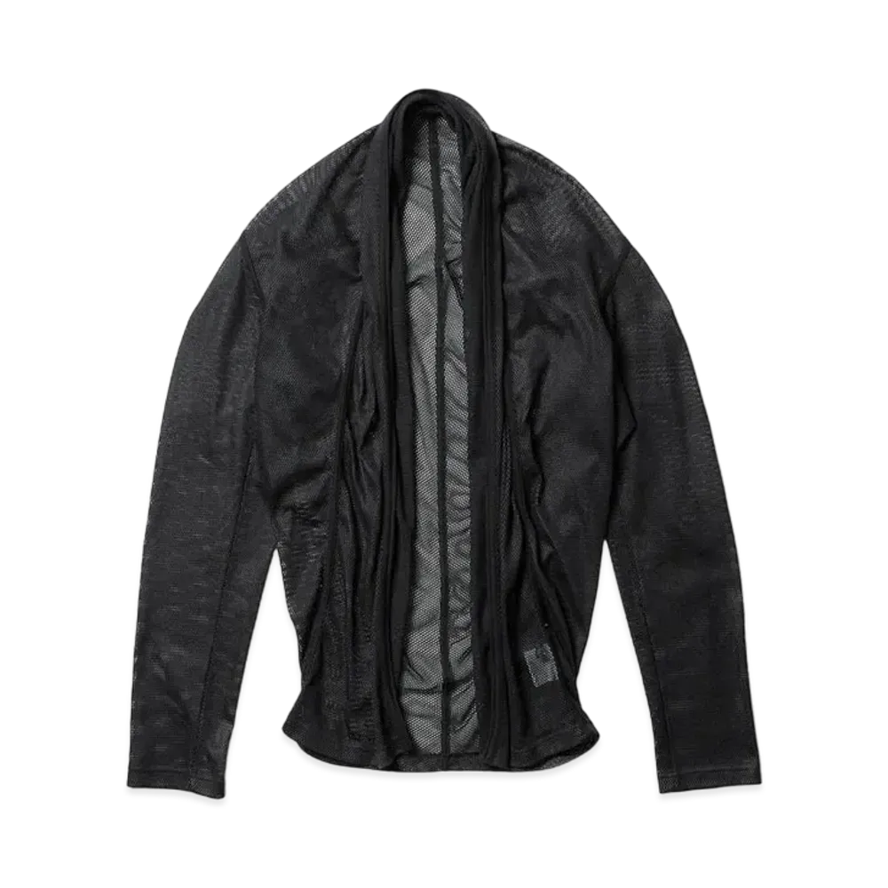 JULIUS Draped Neck Mesh Cardigan "Black"