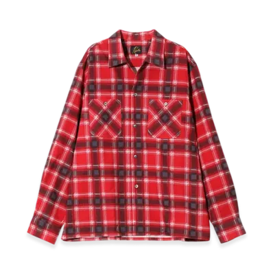 NEEDLES One-Up Shirt - Printed Flannel / Plaid "Red"