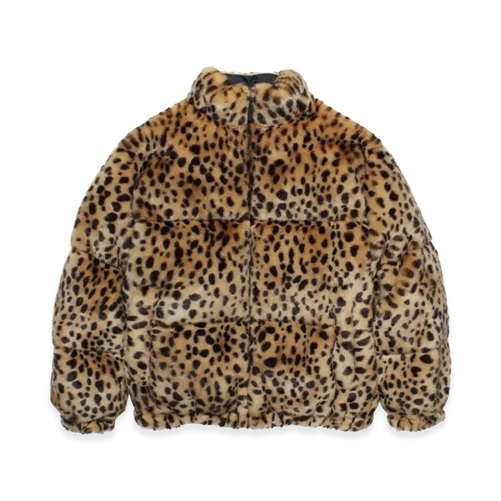 WACKO MARIA x NANGA Leopard Faux Fur Down Jacket "Beige"