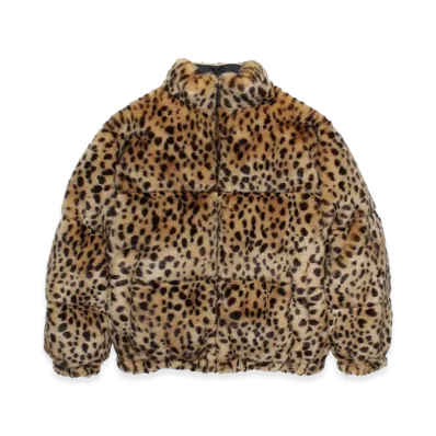 WACKO MARIA x NANGA Leopard Faux Fur Down Jacket "Beige"