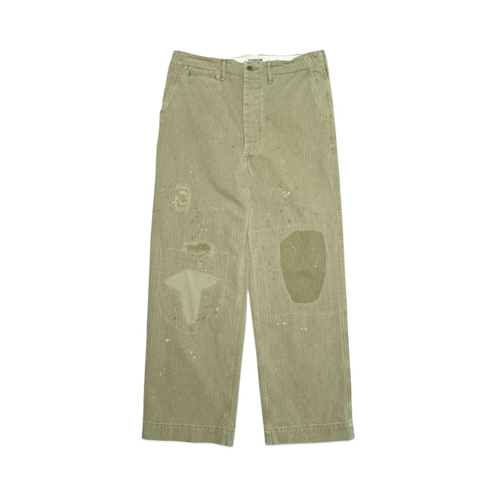 BOW WOW M43 HBT COMBAT TROUSERS "OD REPAIRED"