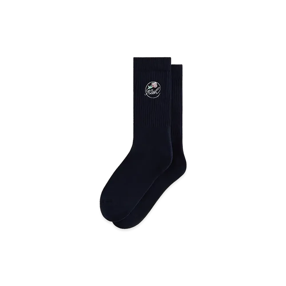 Kith Rose Script Cotton Crew Socks "Nocturnal"