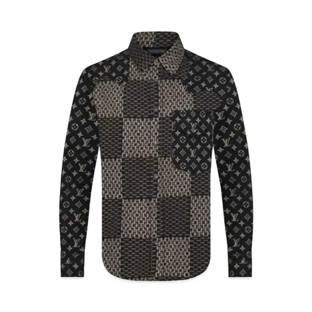Louis Vuitton x Nigo MNGM Waves Giant Damier Flannel Shirt "Black"