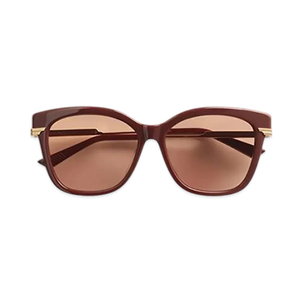 Bottega Veneta Classic Square Sunglasses "Burgundy/Gold/Brown"