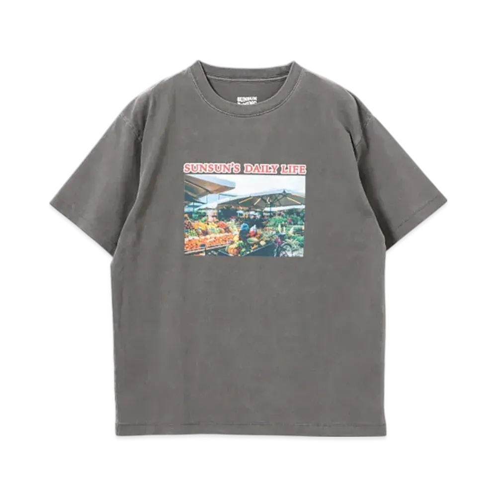 B:MING by BEAMS x PUPPET SUNSUN / Fade Photo Print T-Shirt Market "InkBlack"