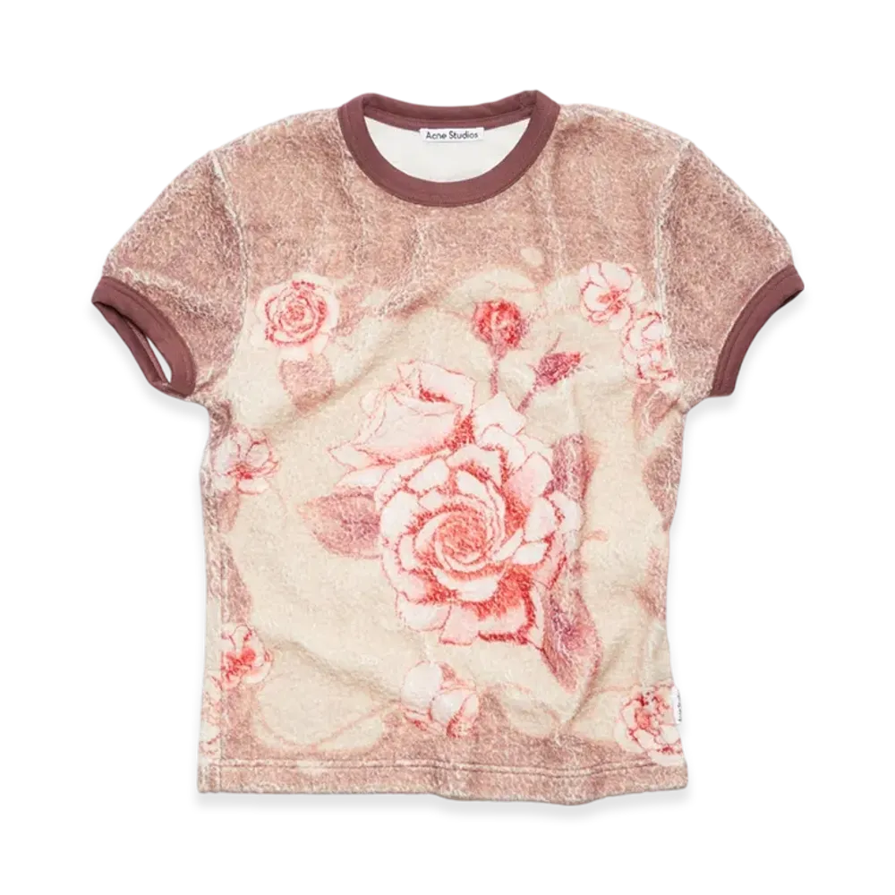 Acne Studios Fleece Carpet Print T Shirt "Brown/Ecru"