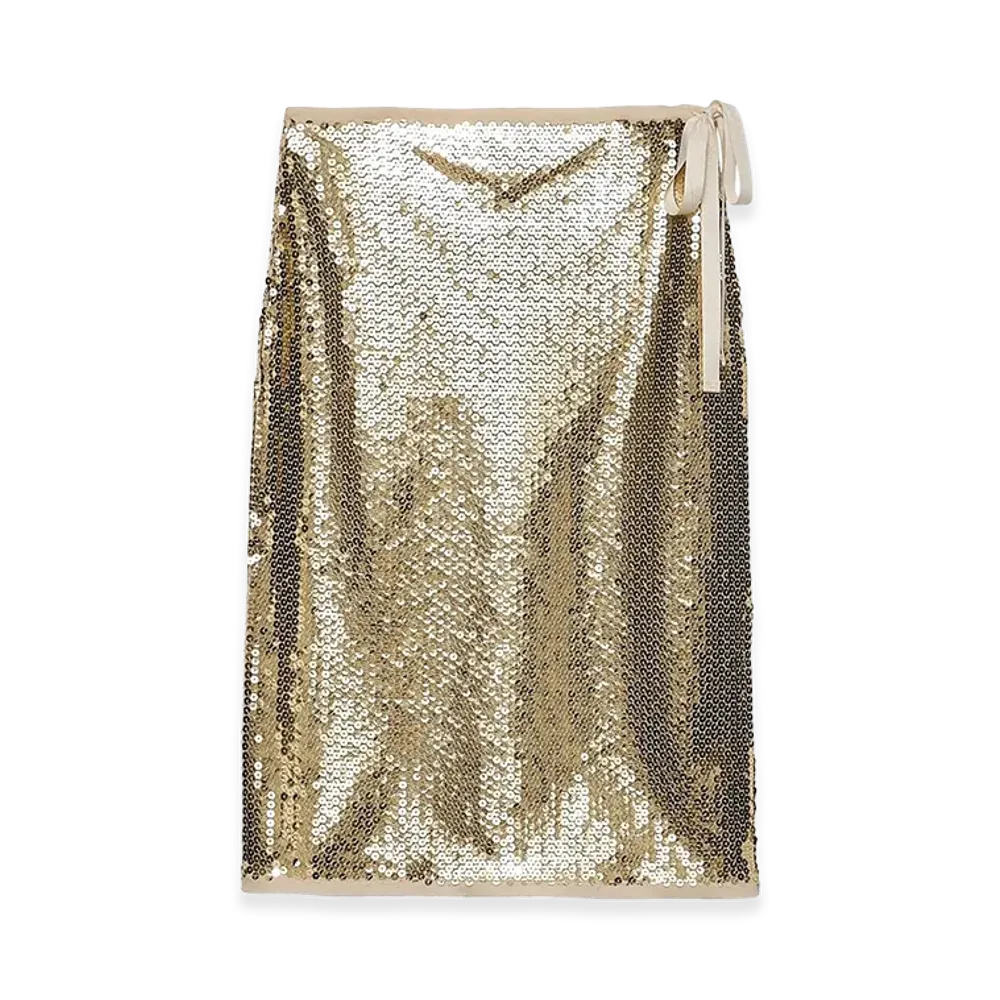 PRADA Women's Sequined Pencil Skirt "Gold"