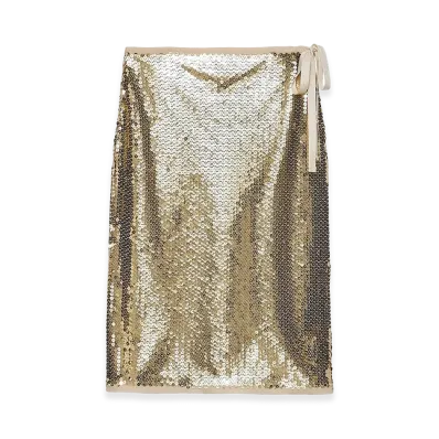 PRADA Women's Sequined Pencil Skirt "Gold"