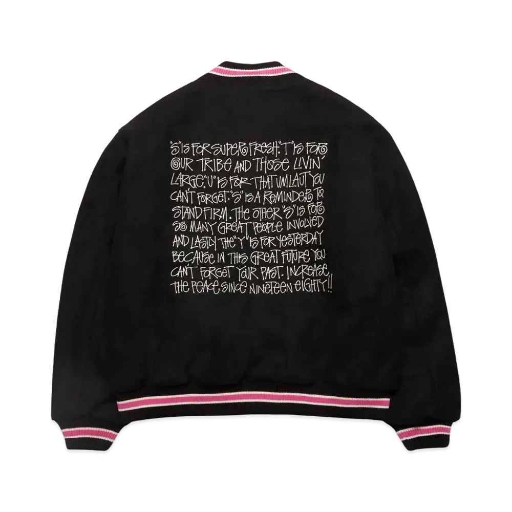 Stussy S Talk Melton Varsity Jacket "Black "