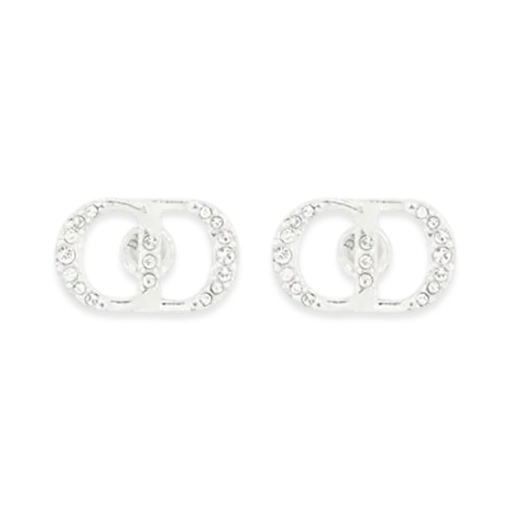 Dior CD Icon Earrings Crystals "Silver/White"