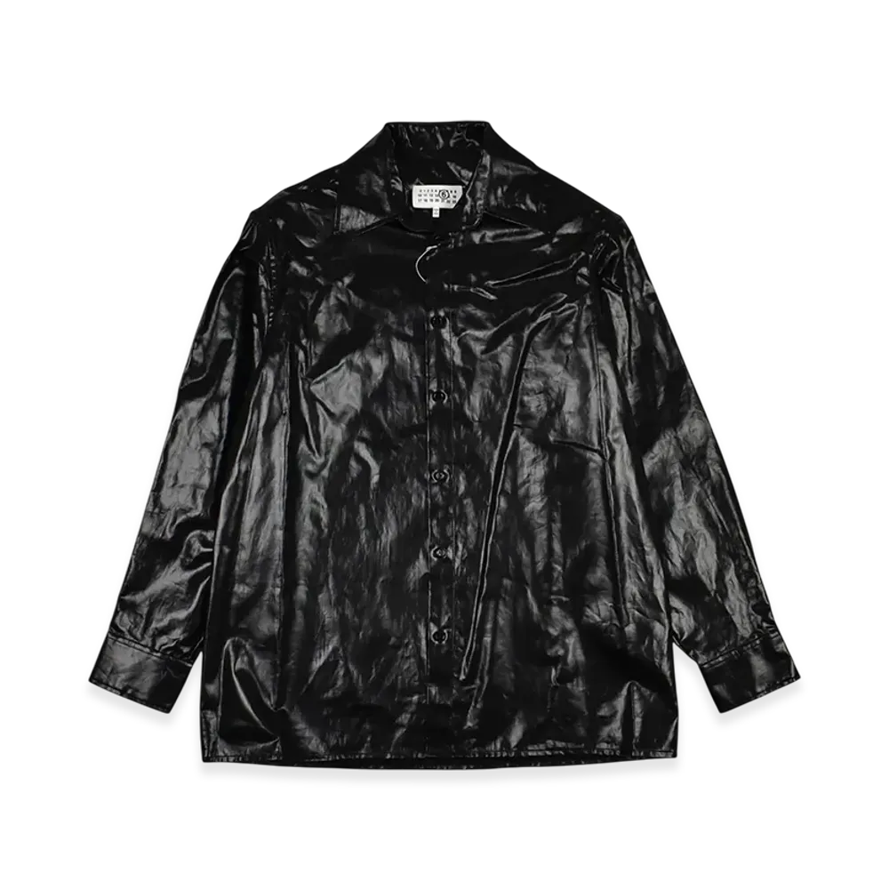 MM6 Maison Margiela Shiny Coated Linen Shirt "Black"