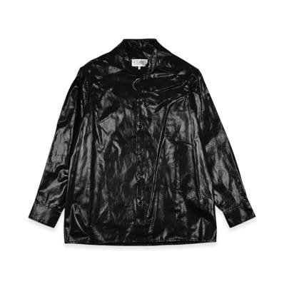 MM6 Maison Margiela Shiny Coated Linen Shirt "Black"