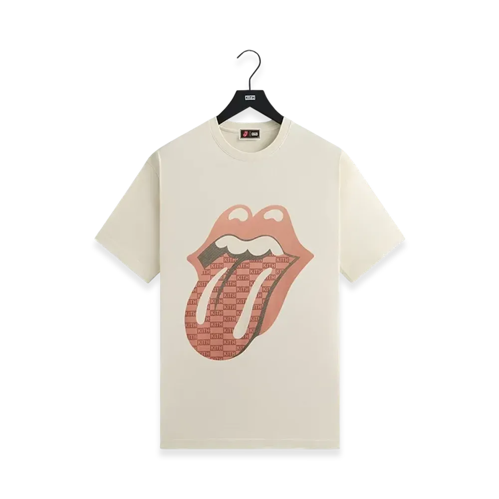 Kith x The Rolling Stones Monogram Tongue Tee "Sandrift"