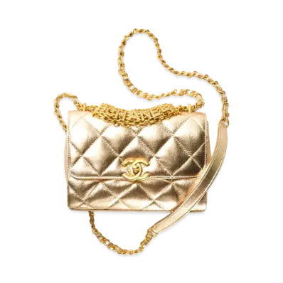 CHANEL Mini Flap Bag Metallic Lambskin & Stras "Gold"