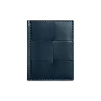 Bottega Veneta Cassette Slim Flap Card Case "Deep Blue/Umbra"