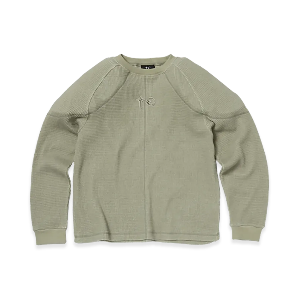 THUG CLUB Bulk Shoulder Waffle Long Sleeve "Khaki"