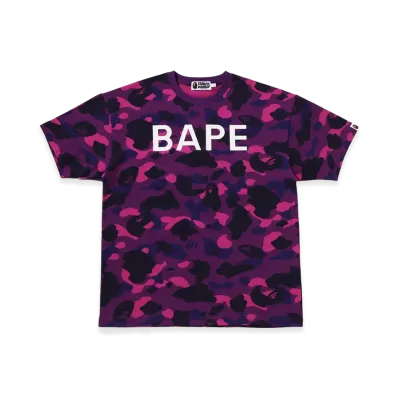 A BATHING APE Bape Logo Color Camo Oversized Tee "Purple"