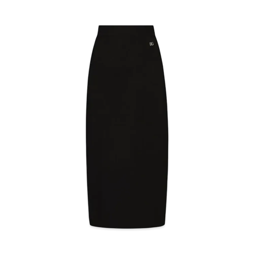 DOLCE&GABBANA Stretch Viscose Knit Pencil Skirt With DG Logo "Black"