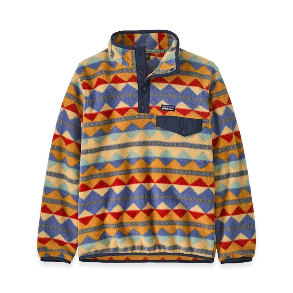 Patagonia Kids Lightweight Synchilla Snap-T Pullover "Diamond Stripe/Talon Gold"