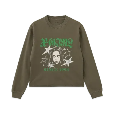 X-Girl Star And Face Logo Faded L/S Tee "Brown"