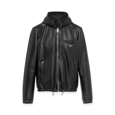 PRADA Reversible Nappa and Nylon Blouson Jacket "Black"