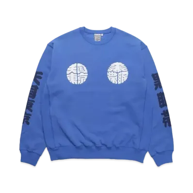 Black Eye Patch WACKO MARIA Crew Neck Sweat Shirt "Blue"