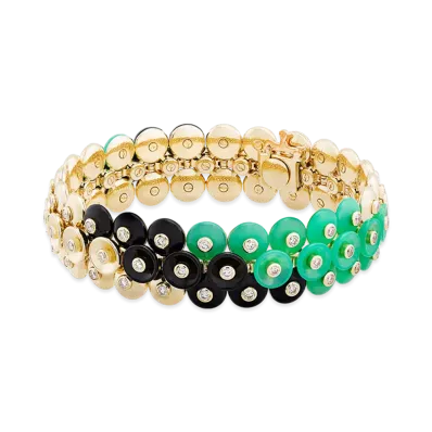 Van Cleef & Arpels Bouton d'or bracelet medium model "18K Yellow gold/Onyx/Chrysoprase/Diamond"