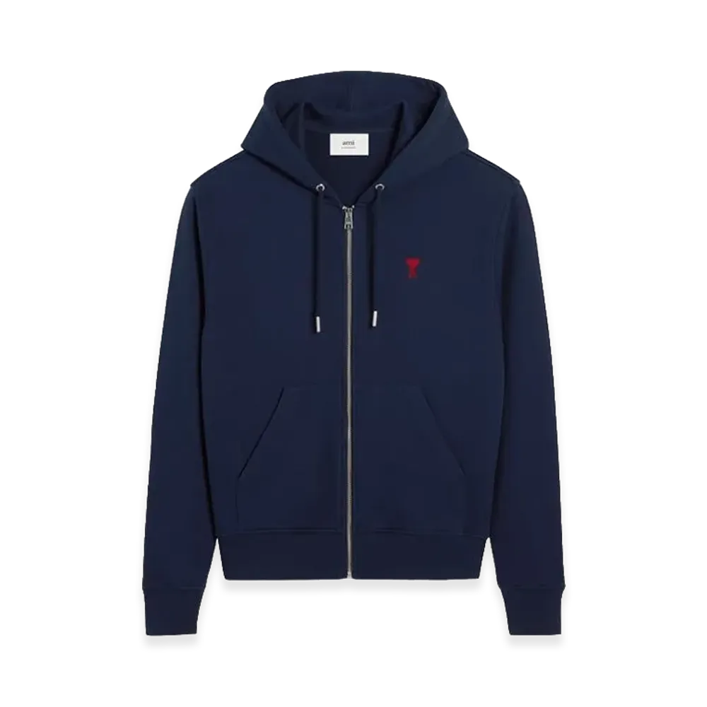 AMI PARIS Ami De Coeur Zip-Up Hoodie "Navy"