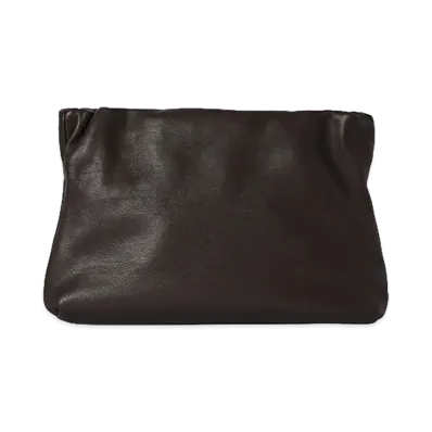 The Row Women's Bourse Leather Clutch Bag "Dark Brown"