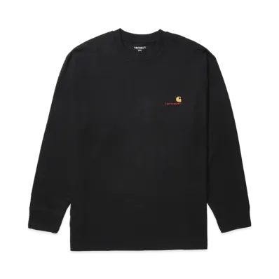 Carhartt WIP Long Sleeve American Script T-Shirt "Black"