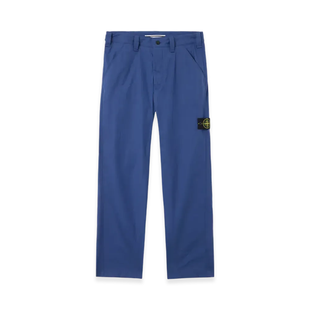 Stone Island 3100015 Supima Cotton Canvas Non-Aqueous Dyeing Technology Regular Fit Chino Trousers with Pockets - 25SS "Marine Blue"