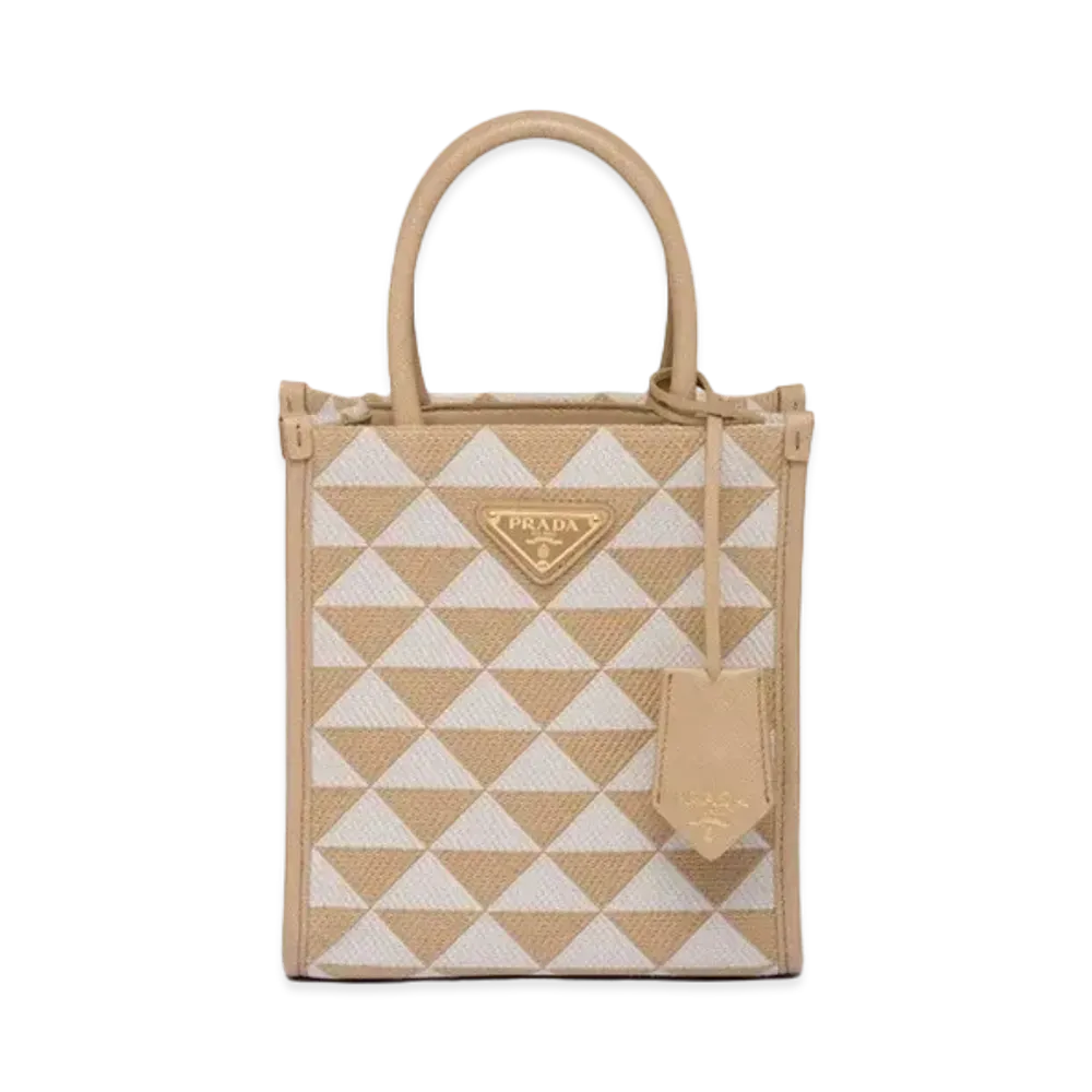 PRADA Symbole Embroidered Fabric Mini Bag "Beige/Chalk White"