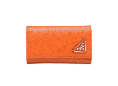 PRADA Saffiano Leather Key Case "Orange"