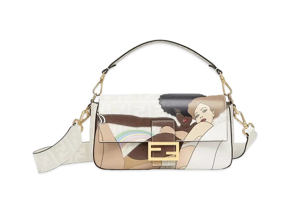 FENDI Baguette FF Glaze Fabric Bag Inlay "White"