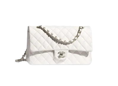 CHANEL Classic Hand Bag Grain Shiny Calfskin "White"