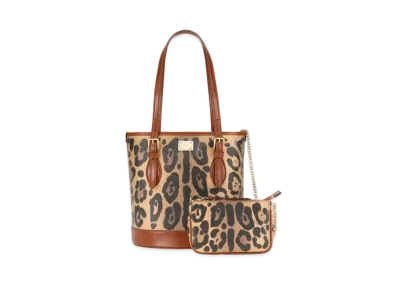 Dolce&Gabbana Bucket Bag Crespo Leopard Printed Logo Plate "Multicolor"