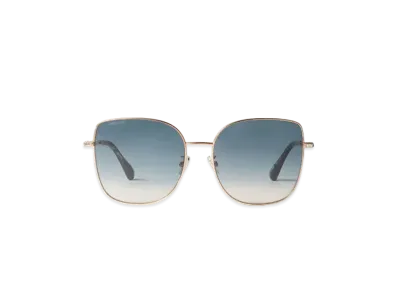 Jimmy Choo Fanny Square Frame Sunglasses With Mirror Lens And Swarovski Crystal "Grey/Gold"