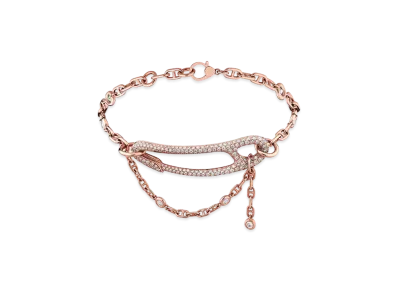 Hermes Chaine D'ancre Punk Bracelet MM "Pink Gold/Diamond 214"