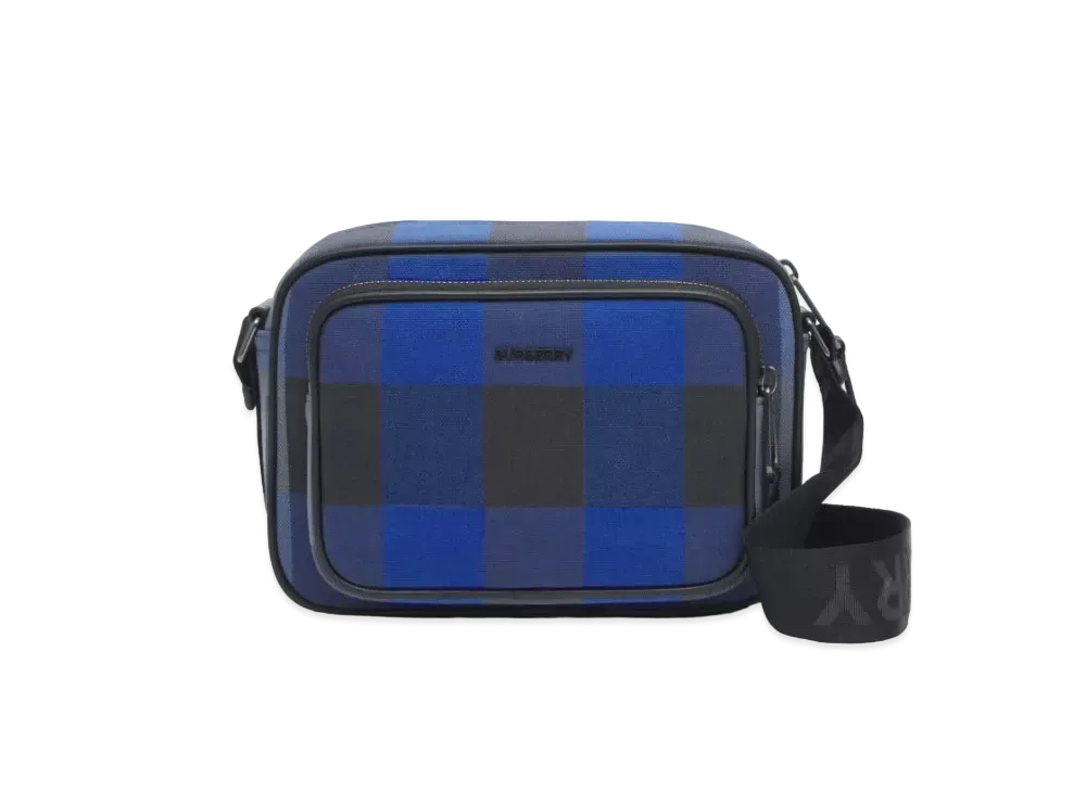 BURBERRY Check Cotton Crossbody Bag "Oceanic Blue"