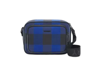 BURBERRY Check Cotton Crossbody Bag "Oceanic Blue"