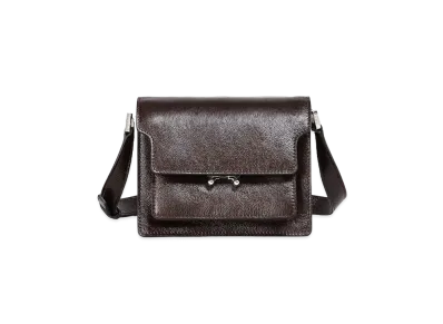 Marni Brown Calfskin Mini Trunk Soft Shoulder Bag "Black Earth"