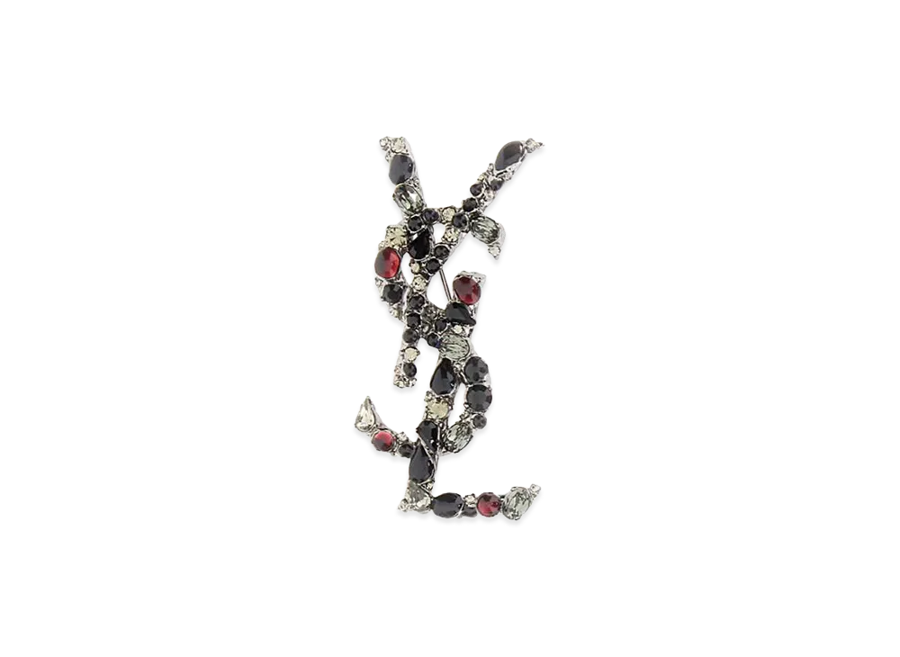 Saint Laurent Women's Embellished Metal Cassandre Pin "Multicolour"
