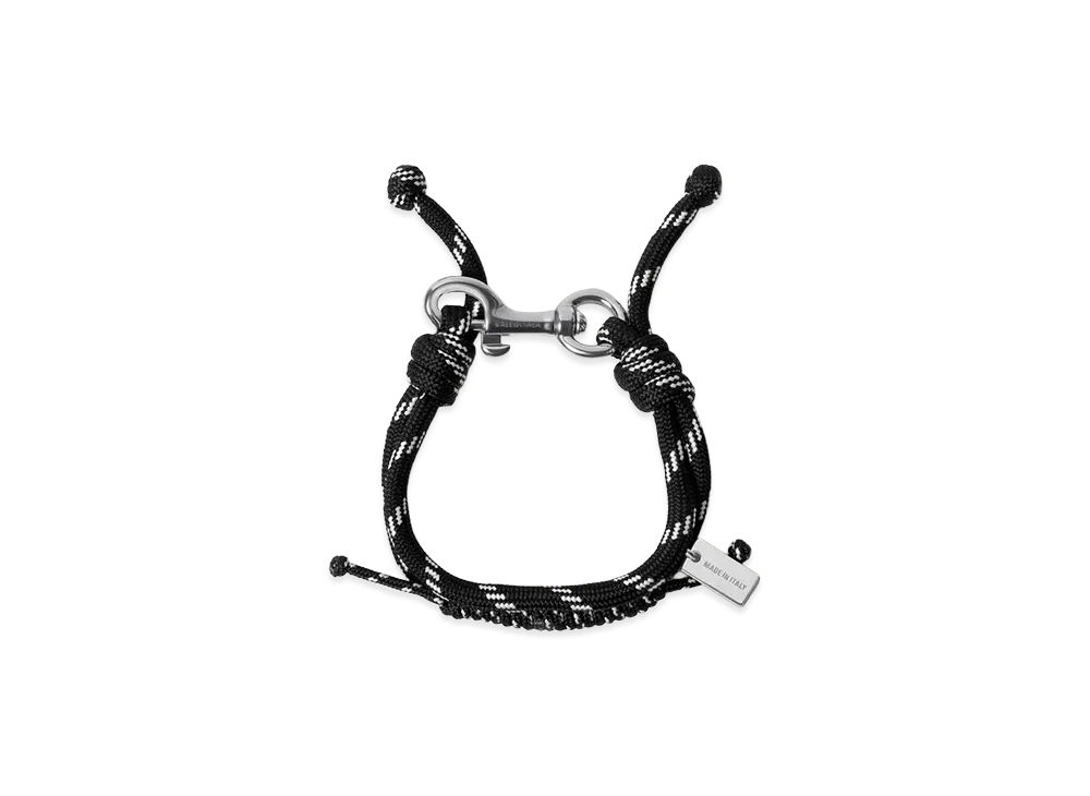 BALENCIAGA Malibu Cord Bracelet "Black/White/Shiny Silver"