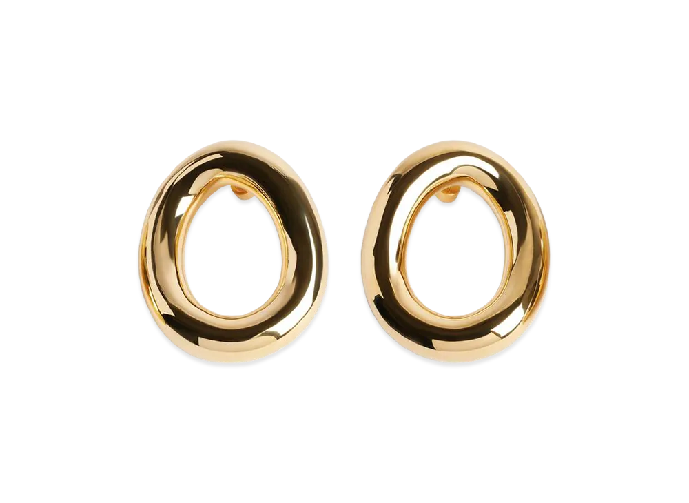 BALENCIAGA Women's Eisa Ellipse Earrings "Shiny Gold"
