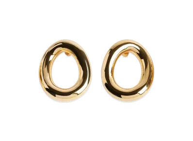 BALENCIAGA Women's Eisa Ellipse Earrings "Shiny Gold"