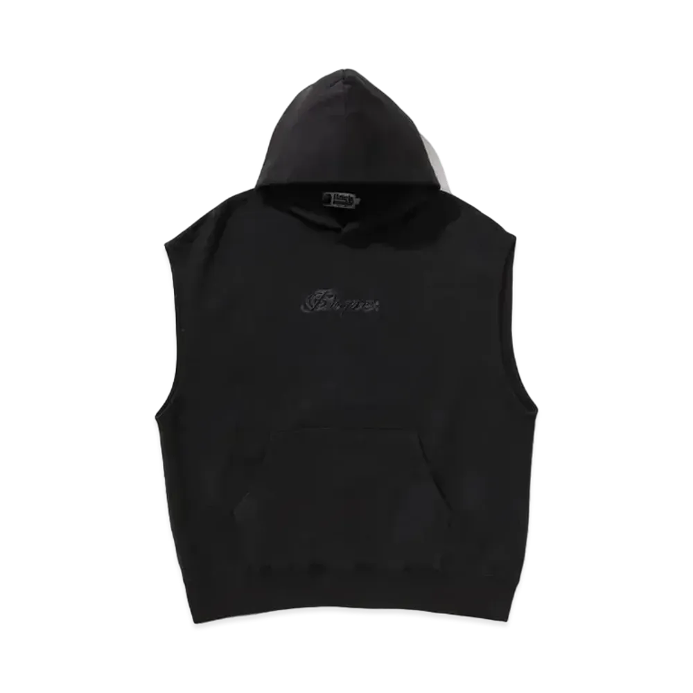 A BATHING APE Garment Dyed Sleeveless Hoodie "Black"